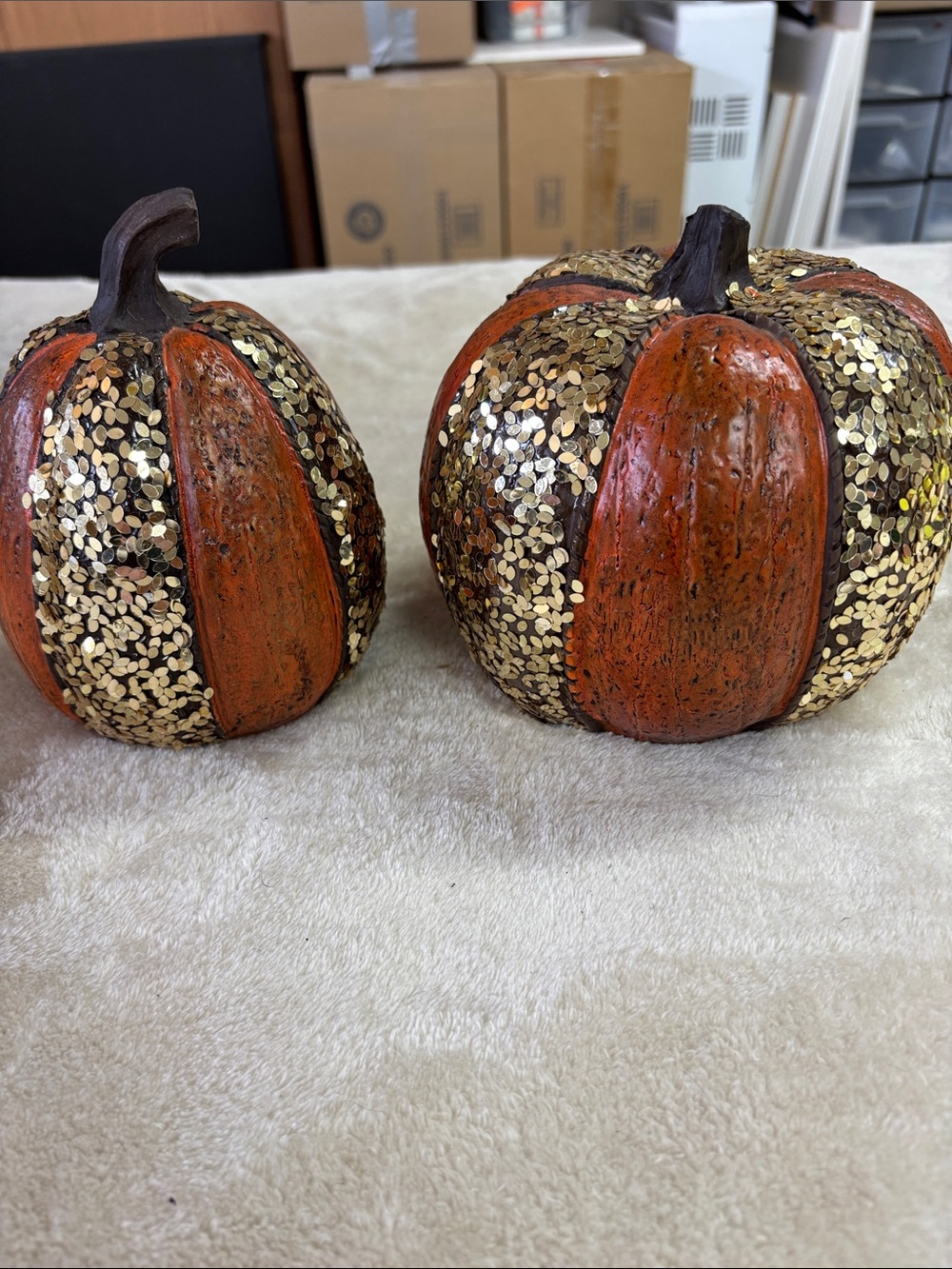 Home Accents Sequin Stripe Pumpkin Décor Halloween Fall Thanksgiving